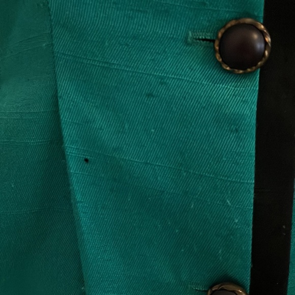 Vintage Dress R&A Collections Green black Trim Collar Neck Front Button Front - Picture 13 of 15